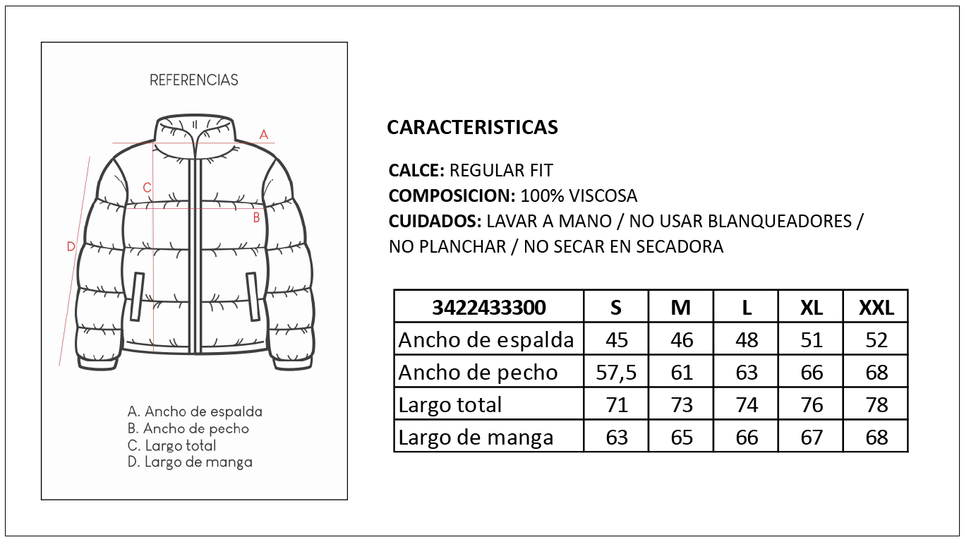 Tabla de Medidas Campera Abruzzo Britches